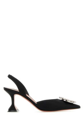 Amina Muaddi Black Satin Begum Pumps