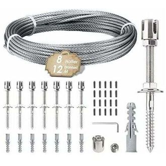 OEM Soporte Para Plantas Trepadoras De 12 M - Cable De Acero Inoxidable De 3 Mm - 8 Tensores De Acero Inoxidable 304 - Resistente A La Corrosi&oacute;n Y Al &Oacute;xid