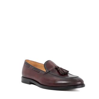 Dune London Mens Sandders - Tassel-Trimmed Loafers - Bordo Leather - Size UK 11