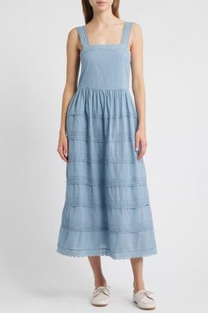 The Great. Reverie Embroidered Tiered Cotton Sundress in Pale Blue at Nordstrom Rack, Size 3 (Fits Like 12-14 Us)