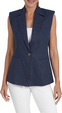 Love Token Polly Linen Blend Vest In Navy