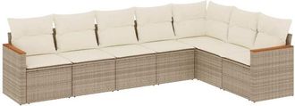 vidaXL Vidaxl - Set Sof&aacute;s De Jard&iacute;n 7 Piezas Y Cojines Rat&aacute;n Sint&eacute;tico Beige