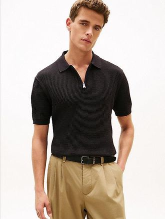 Tommy Hilfiger Regular Fit Textured Knit Zip Polo Shirt