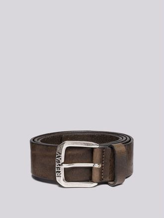 Replay Lederg&uuml;rtel REPLAY, Herren, Gr. 100, grau (faded grau mud), Rindsleder, G&uuml;rtel Lederg&uuml;rtel