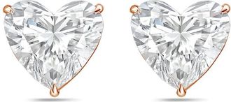 Diana M. Jewels 14Kt Rose Gold 15.00 cts Lab Grown Heart shaped Diamond Studs