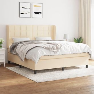 vidaXL Vidaxl - Cama Box Spring Con Colch&oacute;n Tela Color Crema 160x200 Cm