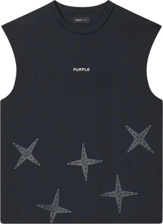 Purple star-detail sleeveless vest - Black