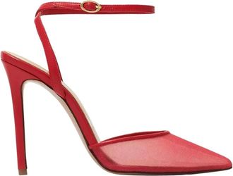 Andrea Wazen Rode Mesh Denver Hoge hakken - Dames - Pumps - Rood - 37 1/2 EU - Leer - Schoenen