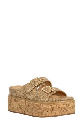 Shushop Lucinda Platform Wedge Slide Sandal in Natural Woven at Nordstrom, Size 8.5