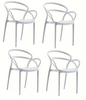 Far Far - Kit 4 Sedie Polipropilene Bar Ristorante Sedia Interno Esterno Giardin Bianco