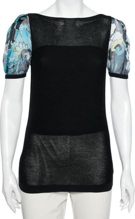 Emporio Armani Black Knit Puff Sleeve Top