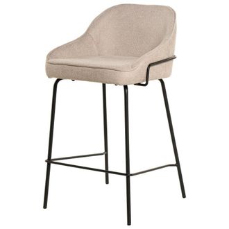 Koketto Home Taburete bajo tapizado en beige y patas negras