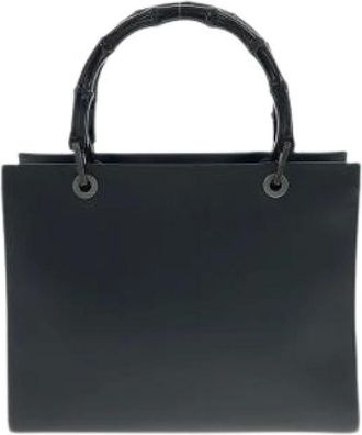Gucci Pre-owned Handbags, female, Black, Size: ONE SIZE Pre-owned Bamboo Leather Tote Bag