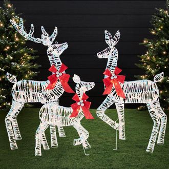 Best Choice Products 4ft 3-Piece Lighted 2D Christmas Deer Set Outdoor Yard Decoration w/ 175 LED Lights, Stakes
