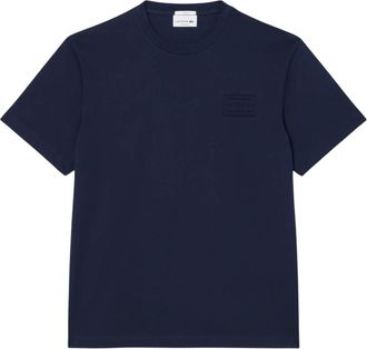 Lacoste Classic Fit T-shirt met reli&euml;f - Heren - T-shirts - Blauw - L - Katoen - Tops
