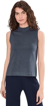 Pact Airplane Mock Neck Shell Womens Clothing Steel Blue : SM, Cotton