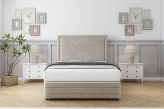 Comfort Beds Anna Plush Divan Set No Drawers-54 Headboard-Footboard in Cream | Size: Double