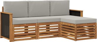 vidaXL Conjunto De Sof&aacute;s De Exterior 4 Uds. Natural Y Gris Claro Vidaxl