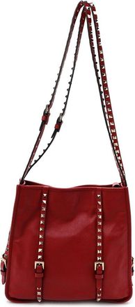 Valentino Red Vitello Rockstud Leather Rockstud Shopper Tote (Authentic Pre- Loved)