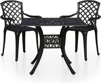 vidaXL vidaXL 3 Piece Bistro Set Cast Aluminium Black