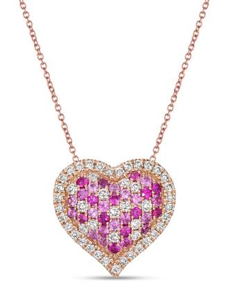 Le Vian 14K Rose Gold 0.95 Ct. Tw. Diamond & Ruby Pink Sapphire Pendant