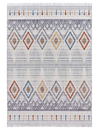Atticgo Alfombra &eacute;tnica gris/multicolor 136x200 cm