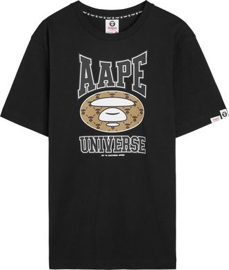 Aape By A Bathing Ape Moonface Universe Printed Cotton T-shirt - Black - XL