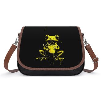 Generic Neon Frog with Coffee Crossbody Bags for Women Fashion Leather Shoulder Handbags With Adjustable Strap