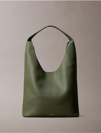 Calvin Klein Womens Pebble Grain Medium Slouchy Bag - Green