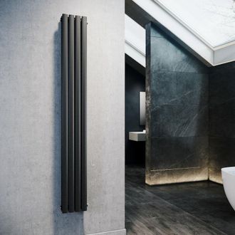 Sonni Radiador De Vertical Ovalado Antracita Radiador Centro Conexi&oacute;n Doble Capa 1800x357mm - Sonni