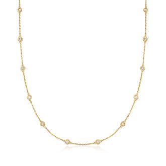 Ross-Simons 1.00- Bezel-Set Diamond Station Necklace in 18kt Gold Over Sterling