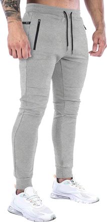 Generic Mens Joggers Sweatpants Slim Fit Workout Training Pants Gym Workout Tapered Trousers Athletic Joggers Pants with Zipper Pockets Drawstring Elastic Wai