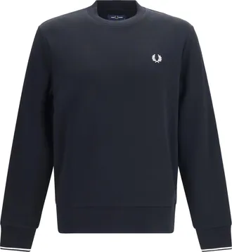 Fred Perry Mens Crewneck Sweatshirt Black Cotton Sweatshirts Sweater