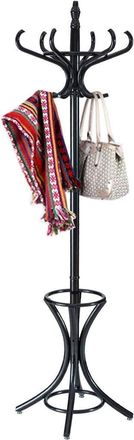 Costway Costway - Perchero De Pie Madera 184cm Perchero &Aacute;rbol Con Soporte 12 Perchas Para Colgar Ropa Sombrero Para Habitaci&oacute;n Hogar Oficina (negro)