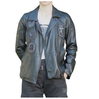 Aeronautica Aeronautica Militare, Leather Jackets, female, Black, Size: S Leather Jacket