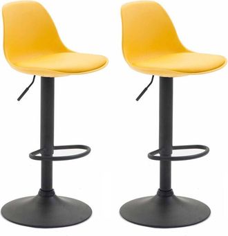 Clp Set 2 sgabelli Kiel in polipropilene e similpelle nero giallo