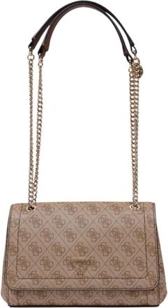 Guess Gedrukte Handtas met Automatische Knopensluiting - Dames - Schoudertassen - Bruin - ONE Size - Tassen