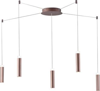 Luce-Ambiente-Design LED Ceiling Light Candle in Bronze Aluminum with 5 Lights Bi-Emission, With Adjustable Cable and Socket