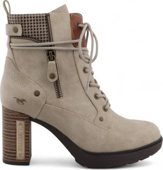 Mustang Womens Off-White High-Heeled Ankle Boots
