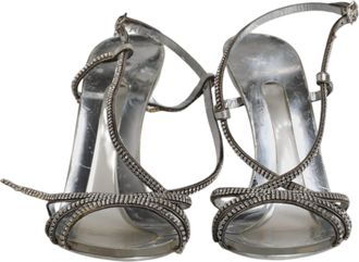 Dolce & Gabbana Silver Crystal Slingback KEIRA Sandals Womens Shoes (Pre-Owned)