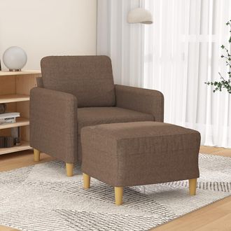 vidaXL Sill&oacute;n Con Taburete Tela Marr&oacute;n 60 Cm Vidaxl