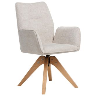 Beliani Silla De Comedor Giratoria Respaldo Alto Lino Beige Claro Mokena