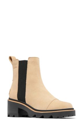 Sorel Womens Joan Now Waterproof Chelsea Boots In Canoe/ Black