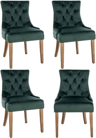 Clp Clp - Juego De 4 Sillas De Comedor Aberdeen En Terciopelo Verde Oscuro Antiguo Claro