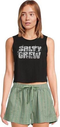 Salty Crew Sea Life Cropped Tank Top Womens Clothing Black : LG, Cotton