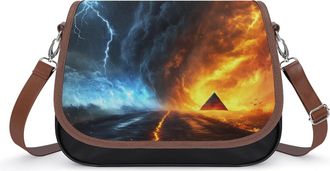 Generic Thorm Thunder Womens Leather Crossbody Bags with Adjustable Strap Casual Printed Shoulder Handbag