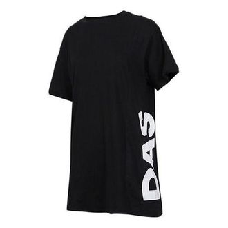 adidas (WMNS) adidas Side Large Alphabet Printing Short Sleeve Black DV0752