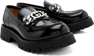 Gucci Womens Calfskin Interlocking G Chain Loafer (Authentic Pre-Loved)