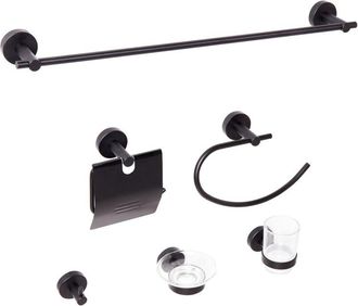 Beliani Beliani - Conjunto De 6 Accesorios De Ba&ntilde;o Moderno De Aluminio Mate Vaso Y Jabonera Incluidos Negro Zaruma