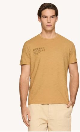 Dondup Flame Jersey Crewneck T-shirt met geprint logo - Heren - T-shirts - Bruin - 3XL - Tops